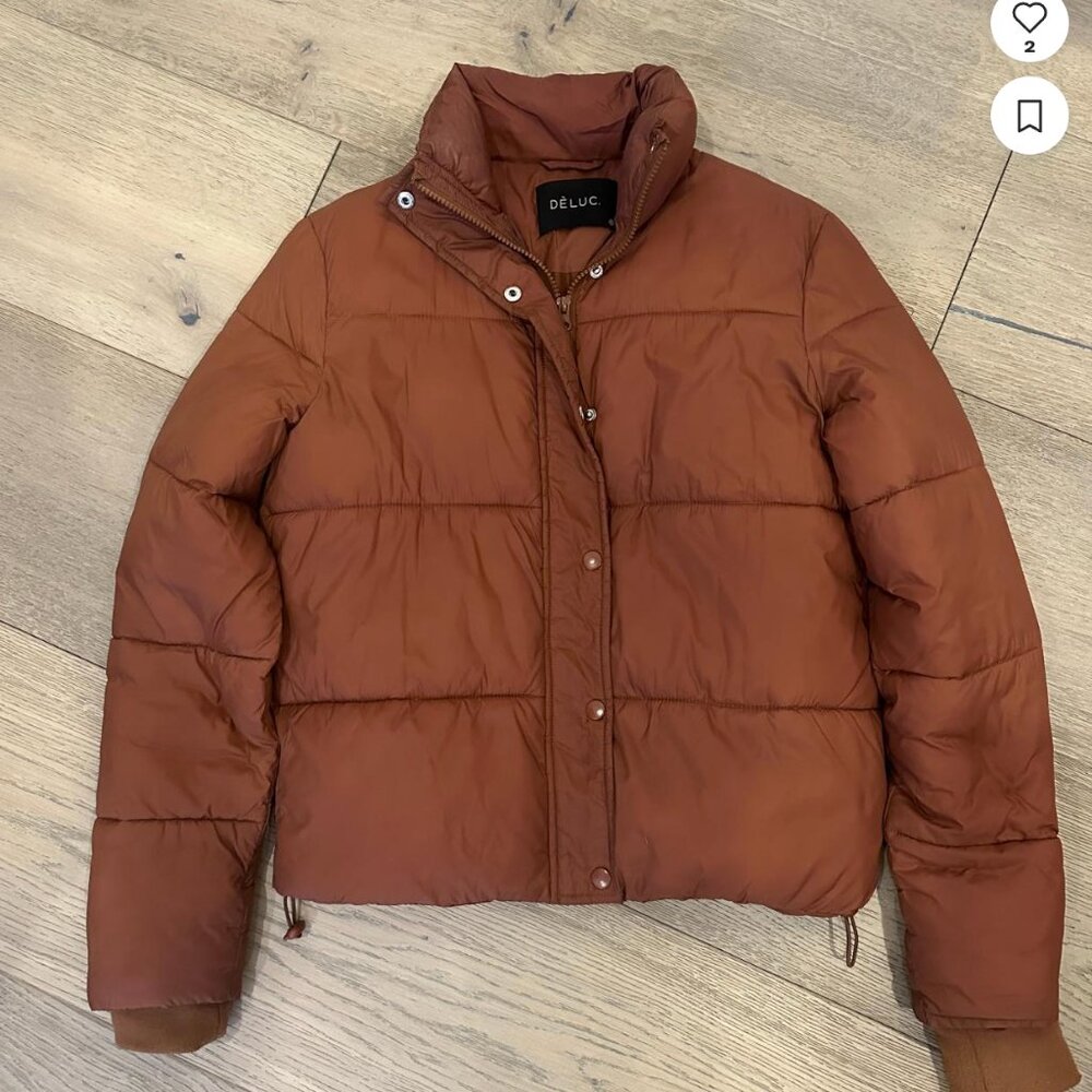 Deluc puffer jacket size small burnt orange/brown